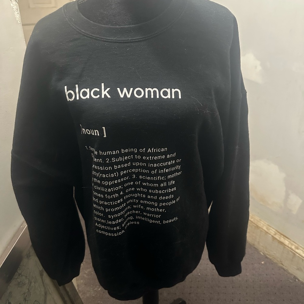 Black Long Sleeved Sweatshirt with White Lettering